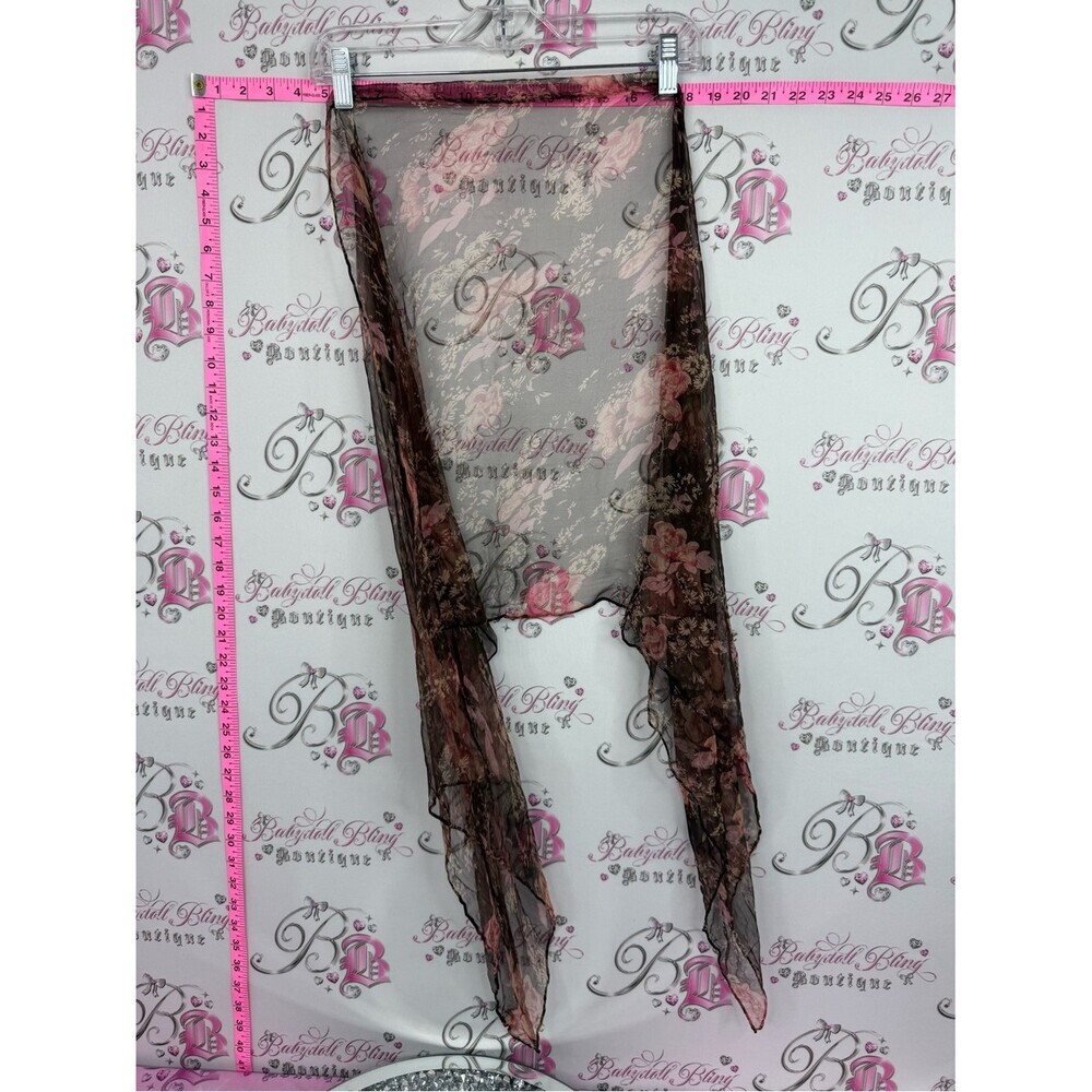 Scarf or wrap y2k Sheer Floral Scarf Wrap - Brown Floral